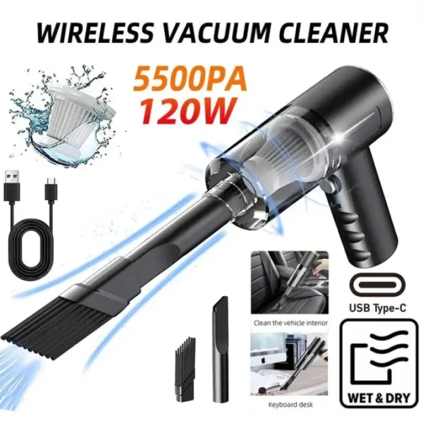Powerful Mini Vacuum: 2-in-1 Cleaning Solution (Portable & Rechargeable)